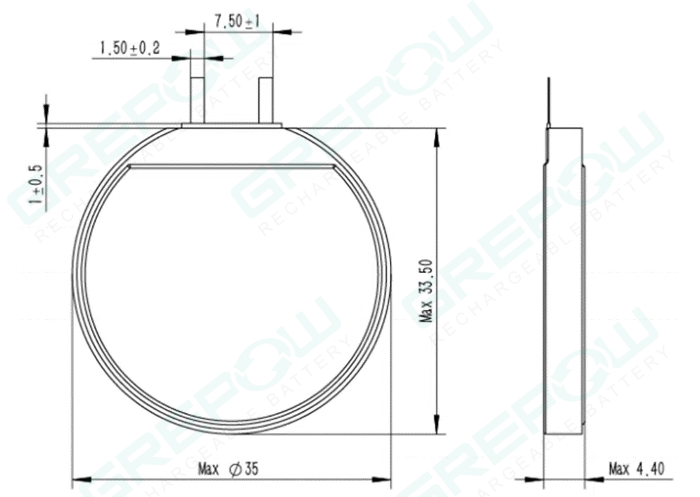 GRP4435035 Round Lipo Battery Structures