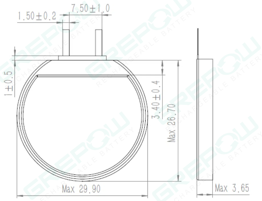 GRP3730026 Round Lipo Battery Structures