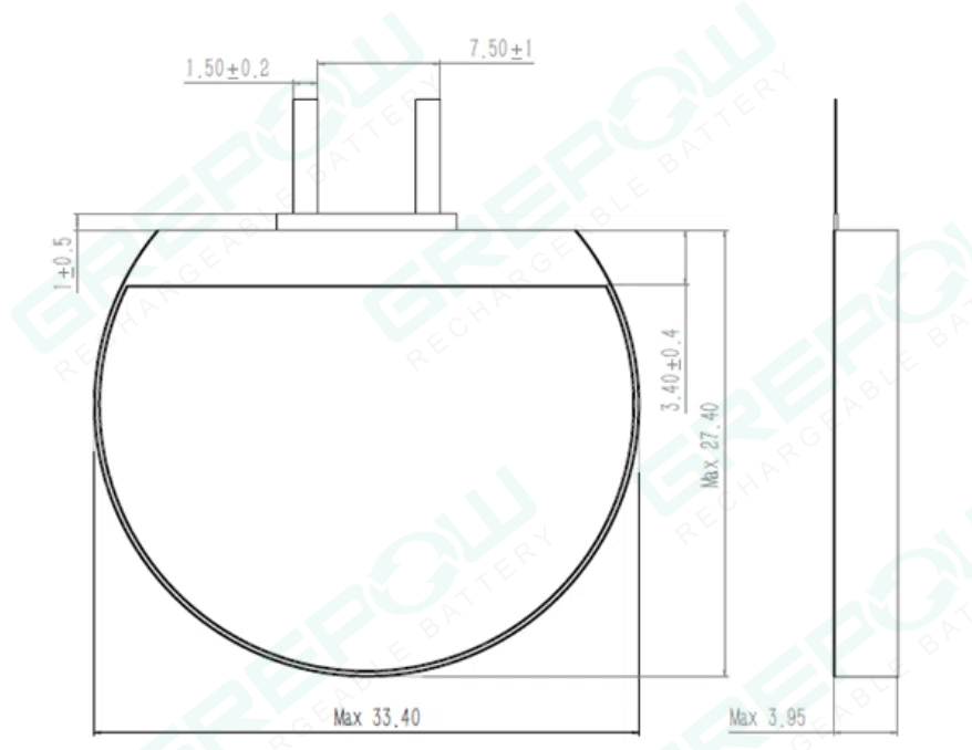 GRP4033027 Round Lipo Battery Structures