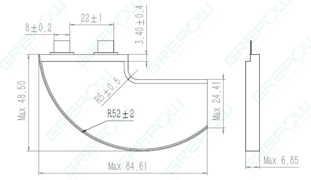 Special-Shape Lipo battery GRP6884048