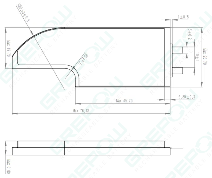 Special-Shape Lipo battery GRP6828076