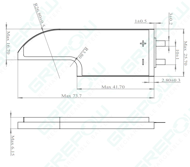 Special-Shape Lipo battery GRP6125073
